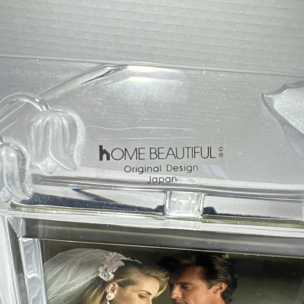 Vintage Wedding anniv Glass Leaf Frame by Home Beautiful Crystal Harmony New F12